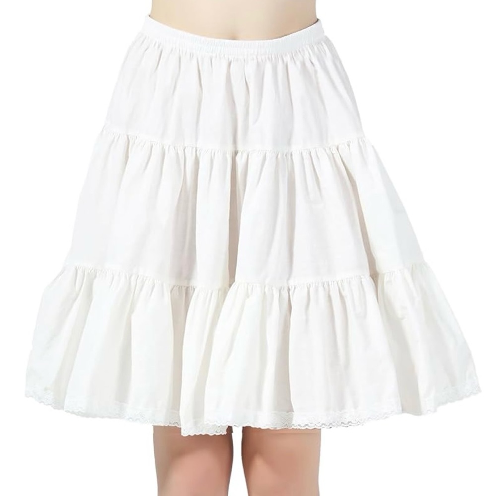 BEAUTELICATE 100% Cotton Skirt - 3 Tiered A-Line Retro Medieval Skirt - Medium